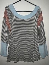 Ces Femme Black White Striped Knit Orange Blue Color Block Women&#39;s top S... - $24.74