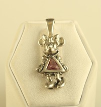 Vintage Sterling Silver Red Garnet Disney Minnie Mouse Charm Pendant - £35.03 GBP