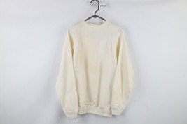 NOS Vintage 80s Streetwear Mens Size Medium Blank Crewneck Sweatshirt Cream - £34.87 GBP