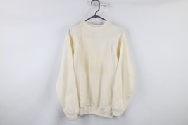 NOS Vintage 80s Streetwear Mens Size Medium Blank Crewneck Sweatshirt Cream - £35.65 GBP