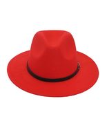 Red Fedora Wide Brim Panama Cowboy Hat UNISEX - £32.83 GBP