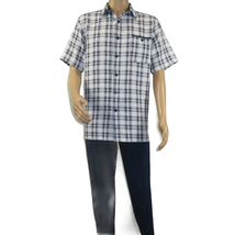 Men 2pc Walking Leisure Suit Short Sleeves By DREAMS Checker 282-00 Black White image 3