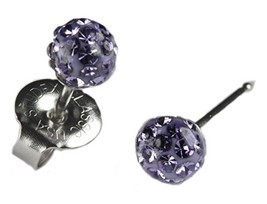 Ear Piercing Earrings 4.5mm Fireball Lavender Purple Crystal Ball Silver Studs S - £9.84 GBP