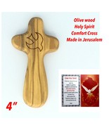 Olive Wood Comfort Cross Holding Cross engraved Holy Spirit Jerusalem Ha... - £9.34 GBP