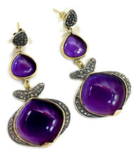 Victorian 2.65ct Rose Cut Diamond Amethyst Women&#39;s Wedding Earrings - $700.07