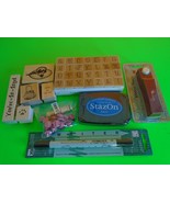 Lot of rubber stamp alphabets, pet, saying, ribbon punch Staz On solvent... - $285.37 MXN