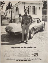 1971 Print Ad Champion Spark Plugs Chevrolet Corvette Sting Ray College Grad - $19.51
