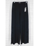 HABITAT Arty Flood Pants Wide Leg Pull On Slub Knit Black NWT Small - $74.24