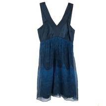 Womens Size XS Express Blue Black Silk Fit &amp; Flare Sleeveless Retro Print Dress - £22.27 GBP