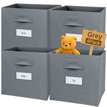 15X13X13 Cube Storage Bins 4 Pack, Foldable Fabric Storage Bins With Pu ... - £29.71 GBP