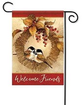 Cheerful Chickadee Fall Garden Flag - 2 Sided Message,12&quot; x 18&quot; - £14.30 GBP