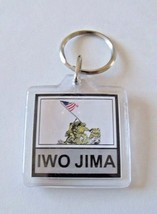 Iwo Jima USA Flag Military Key Chain 2 Sided 1 1/2&quot; Plastic Key Ring - $4.95