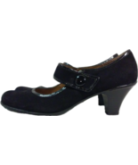 Vintage 1940s Style Black Suede Dancer Mary Jane Heels, Size 9M - £54.25 GBP