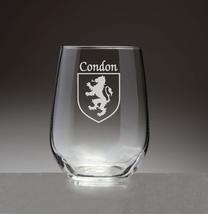 Condon Irish Coat of Arms Stemless Wine Glasses (Sand Etched) - $67.32