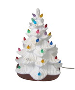 Vintage White Ceramic Christmas Tree Lighted 2 Piece Mold with Glitter 1... - £46.85 GBP