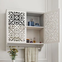 Wall Mount Bathroom Storage Medicine Cabinet Cupboard Organizer w/ Shelf Doors - £19.74 GBP