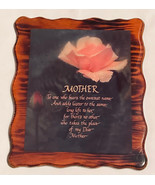 Vintage wall plaque Mother poem lacquered wood Mother&#39;s Day pink rose - $147.32 MXN