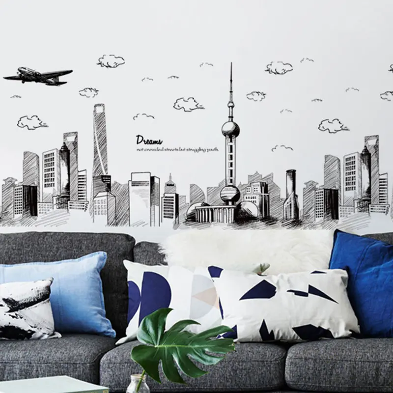 Play Dream City Wall Stickers Architecture Buildings Wall Stickers Living Room B - £23.11 GBP