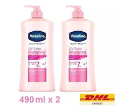 2 x Vaseline Body Lotion Healthy Bright UV Extra Brightening Pink Gluta ... - £45.10 GBP