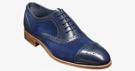Herren handgefertigte Tow Tone blau Wildleder und Leder Oxford Wingtip Schuhe - £114.76 GBP