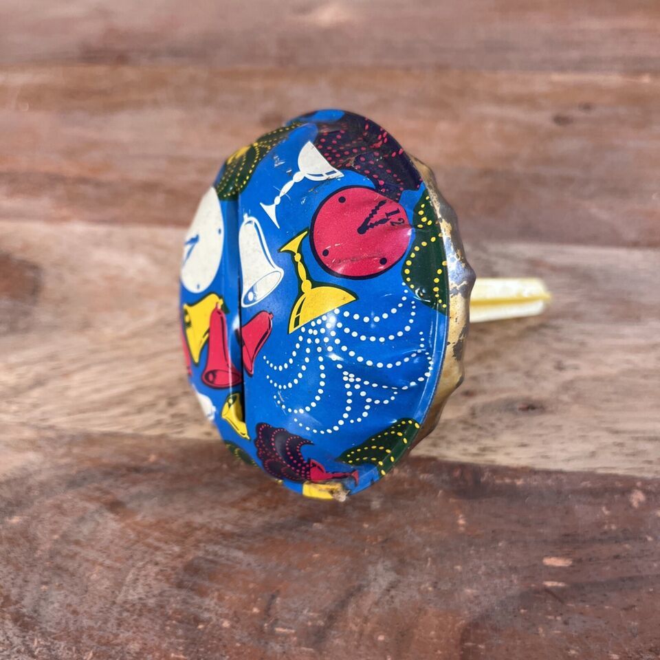 Vintage Tin Litho NEW YEARS EVE Kitsch Party Colorful Noisemaker - $9.50