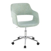 Margarite Contemporary Task Chair in Chrome Metal and Light Green Fabric by - $3,542.99 MXN