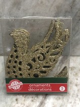 Merry Christmas Ornaments 5 PC Gold Glitter - $13.74