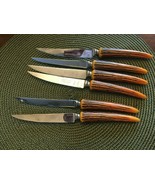 1950s Vintage E. Parker &amp; Sons Bakelite &amp; Stainless Steel Steak Knives s... - $43.44 CAD