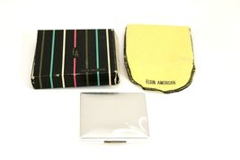 Vintage Elgin American Square Compact Floral, Unused, NIB with Cloth Bag 3&quot; - $35.64