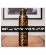 Copper Water Bottle (1000ml), 100% Ayurveda Copper Antique Printed Design Bottle