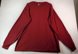 Lands&#39; End Super Tee Shirt Men Size XLT Maroon 100% Cotton Long Sleeve C... - $12.57