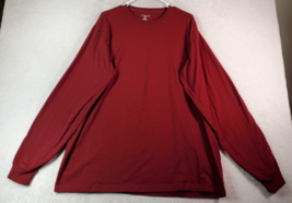 Lands&#39; End Super Tee Shirt Men Size XLT Maroon 100% Cotton Long Sleeve Crew Neck - £9.96 GBP