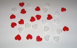 Set of 28 Glass Scatter Hearts Red Pearl Valentine&#39;s Decoration - £5.39 GBP