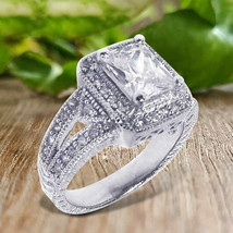 Engagement Ring 3.00Ct Radiant Cut Simulated Diamond White Gold Plated Size 9.5 - £112.56 GBP