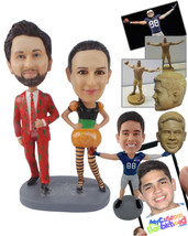 Personalized Bobblehead Couple Dressed Up For Halloween With The Man Wearing Fan - £123.38 GBP