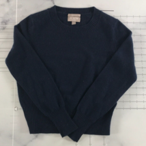 J Crew Sweater Womens 2XS Navy Blue Knit Cashmere Cropped Fit Crew Neck ... - £29.09 GBP