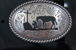 Nocona Cowboy Praying at the Cross Youth Belt Buckle M &amp; F Western 37382 - £19.18 GBP