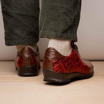 Hand painted big block alligator scales Sneaker Shoes Saulo Cognac image 8