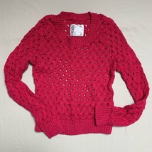 Justice Fuchsia Pink Knit Sweater Girl’s 12 Cozy Winter Valentine’s Day ... - $21.78