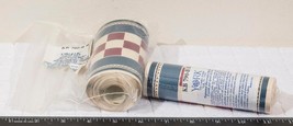 Vintage 1980s Red Checker Blue Striped Wallpaper Country Farm Kitchen Border-... - $57.09