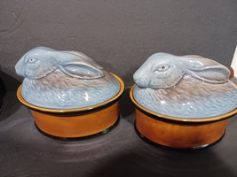 Ceramic Rabbit Tureen Soup Bowls Vintage Portuguese Pottery Vtg Majolica Secla - £38.72 GBP