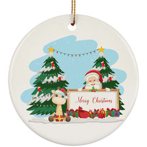 Merry Christmas Cute Giraffe And Santa Ornament Xmas Gift Decor For Animal Lover - £11.61 GBP