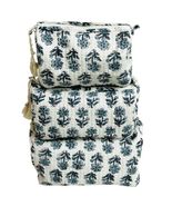 Large Cotton Quilted Makeup Bag | Block Printed Handmade Pouch | Toiletr... - $607.74 MXN