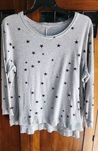 Jane and Delancey 1X Gray with Black Stars Relax Fit Oversized Sweatshirt Top - £12.74 GBP