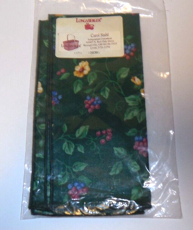Longaberger Emerald Vine Green Napkin New 17" Fabric - $12.82