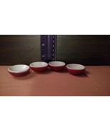 Dollhouse Miniature Set of 4 Red and White Bowls 1/2&quot; x 1 1/4&quot; - $6.29 CAD