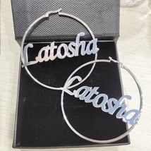 20mm-100Custom Hoop Earrings Customize Name Earrings Twist hoop earring Personal - £20.30 GBP