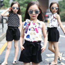 2pcs Toddler Baby Girls Summer Fashion Korean Sleeveless Blouse+Shorts C... - £10.38 GBP