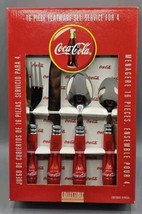 VINTAGE 1997 Coca-Cola 16 Piece Flatware Set Red Bottle Handles - NEW in... - £25.54 GBP