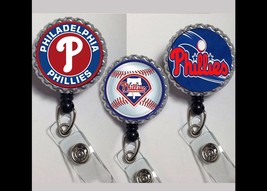 Philadelphia Phillies 3 work Retractable Reel ID Badge Holder nurse Dr Rt - £11.35 GBP